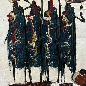 Original Signed African Canvas Painting - Unframed Maasai Art (11"x12")